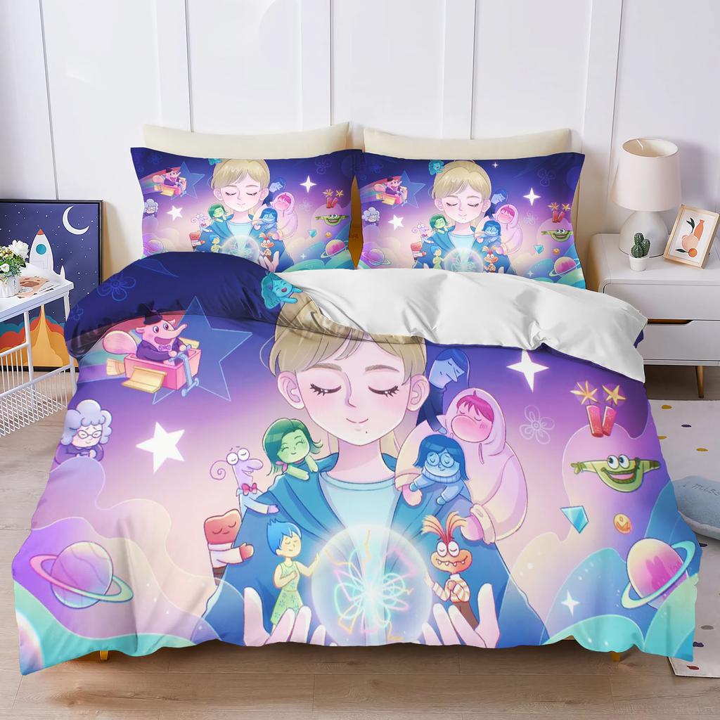 Inside Out Anime Home Bedroom Comforte Nordic polyester material suitable for children and adults 3-piece set