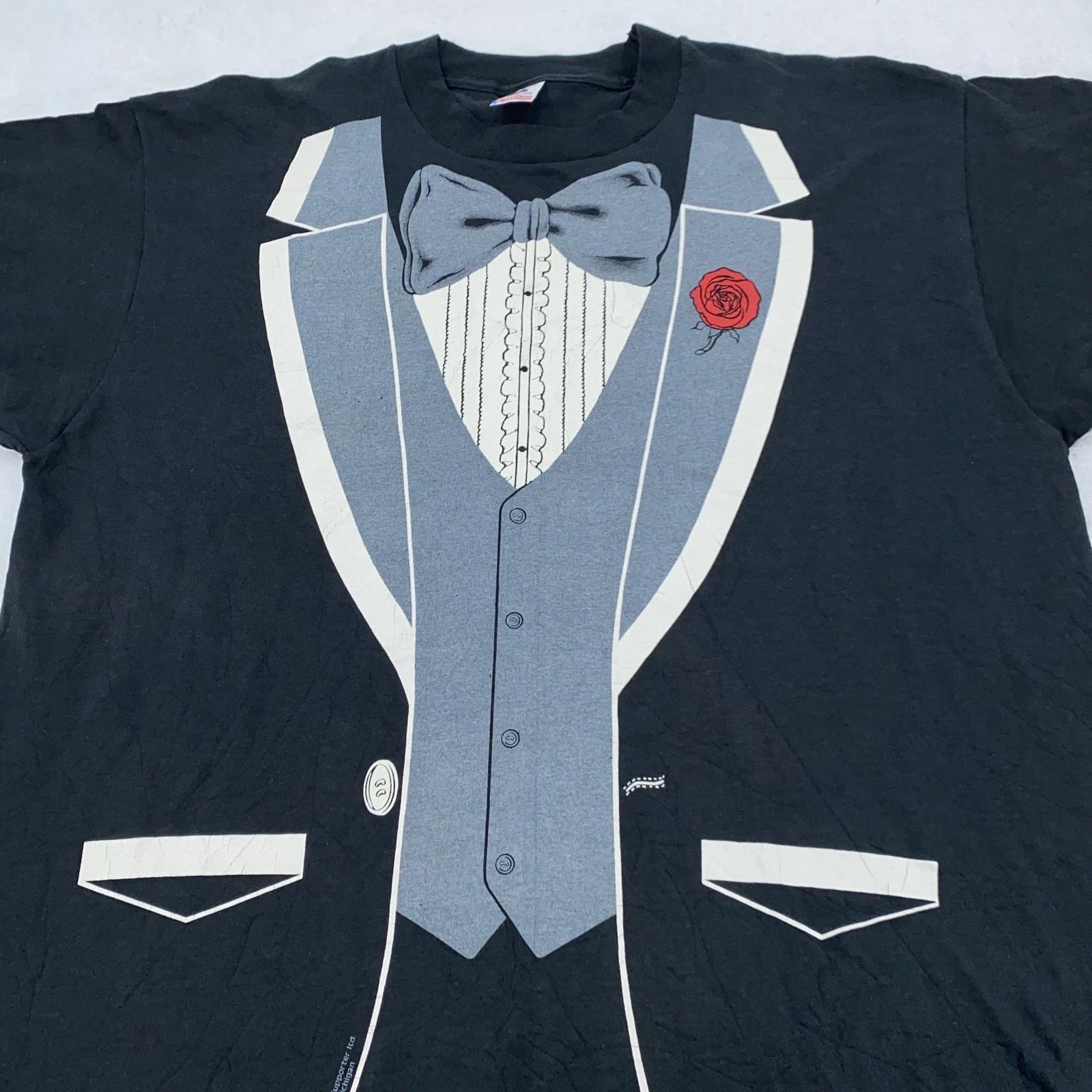 Vintage Fruit of the Loom Tuxedo T-Shirt XL Novelty Costume 80s 2XL
