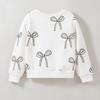 2-7 Years Kids Girl Round Neck Sweatshirt Cute Bowknot Print Long Sleeve Top Shirts