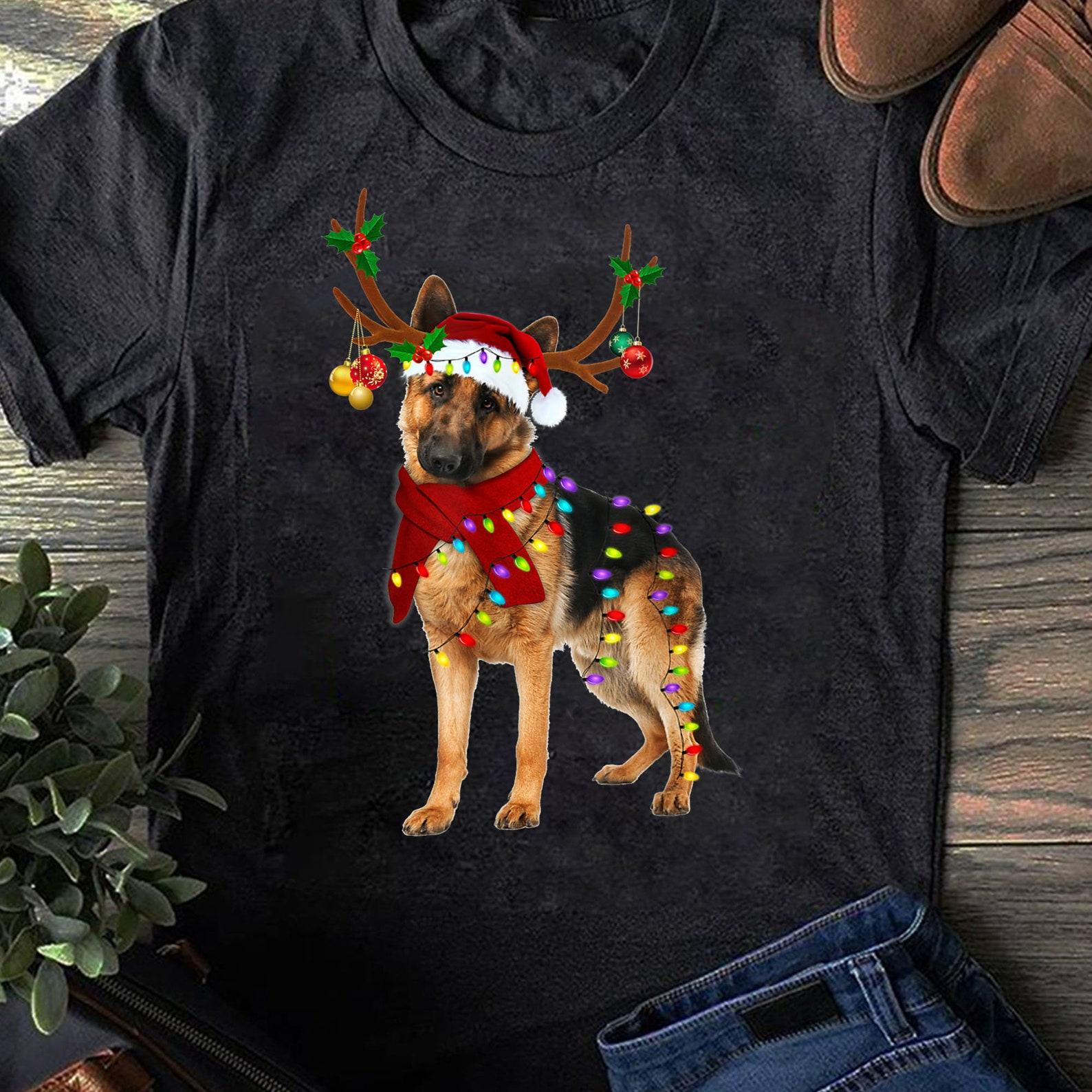 Christmas German Shepherd Reindeer T-Shirt 3XL