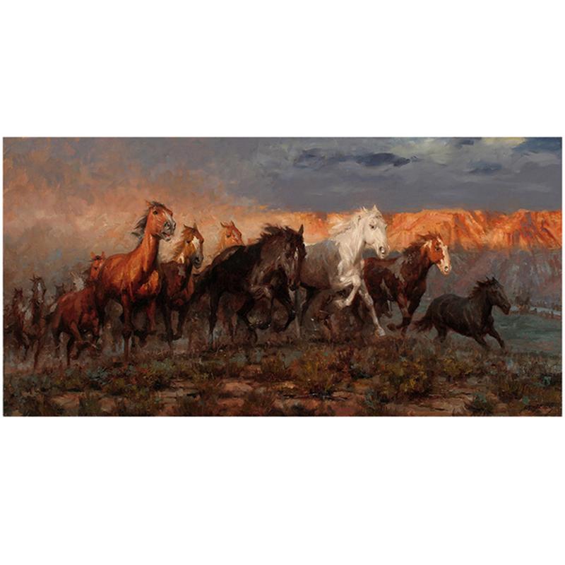 

Современные красочные бегущие лошади животные холст картины плакаты и принты настенная художественная картина для гостиной Настенный декор Cuadros 60x120cm Unframed