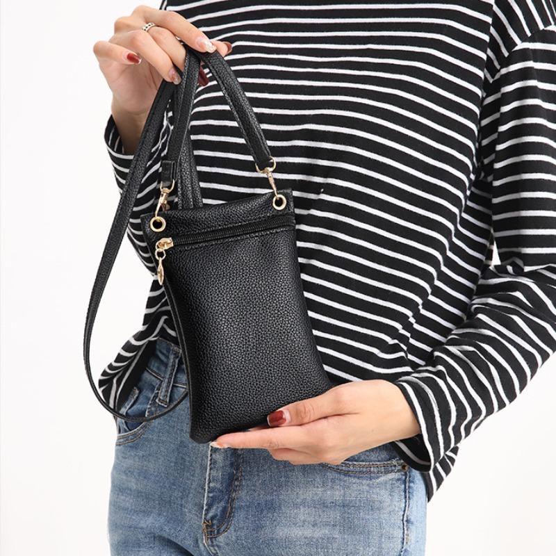 Damska torba na telefon typu crossbody z PU, wzorem Litchi, długi pasek na ramię, pojedyncza torba na ramię, spersonalizowany modny portfel i torebka