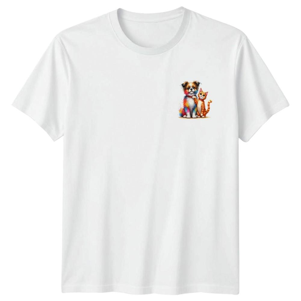 Colorful Dog Cat Dogs Cats Animals Unisexs TShirt Unisexs Tee Graphic Unisex Top S