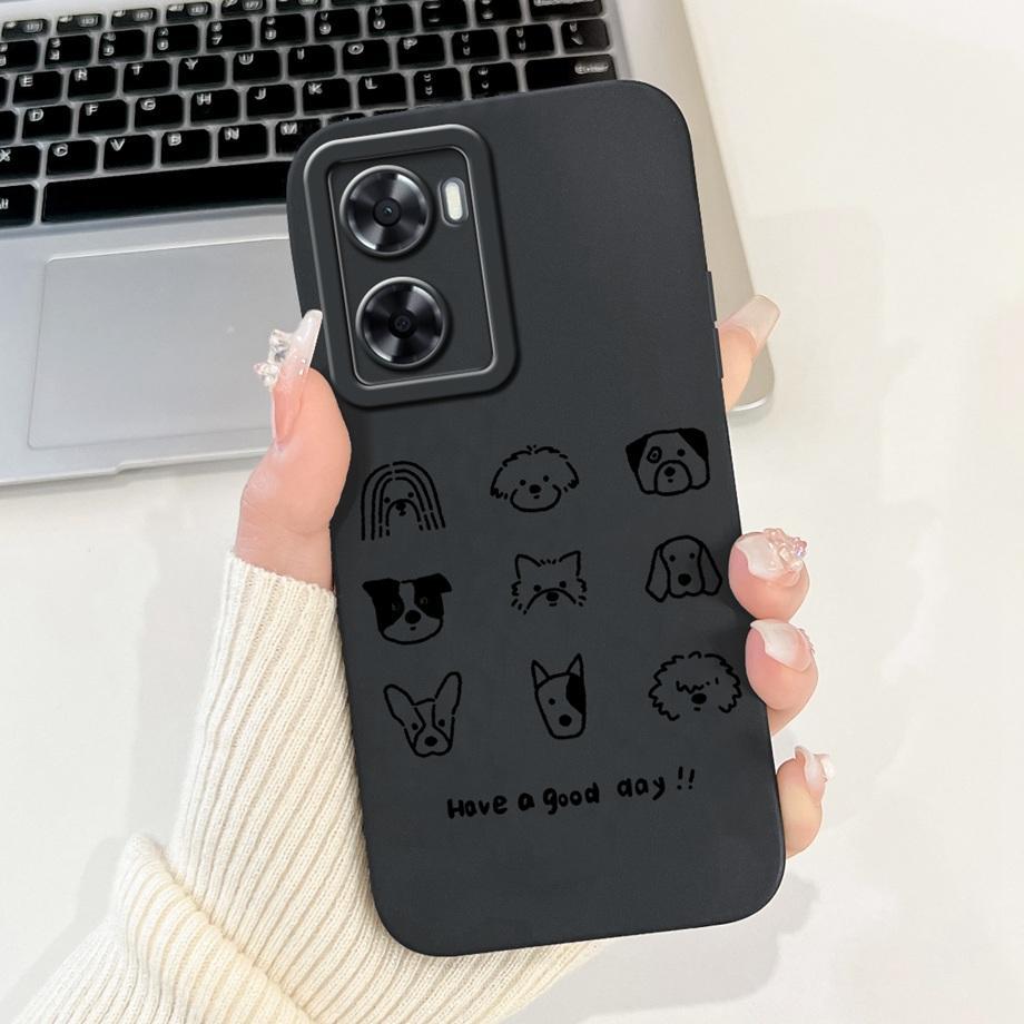 For Oppo A57 A57s A57e A77 A77s 4G Phone Case Oppo A77 5G A56s Back Cover Soft Liquid Silicone Pnada Rabbit Flower Cute Bumper