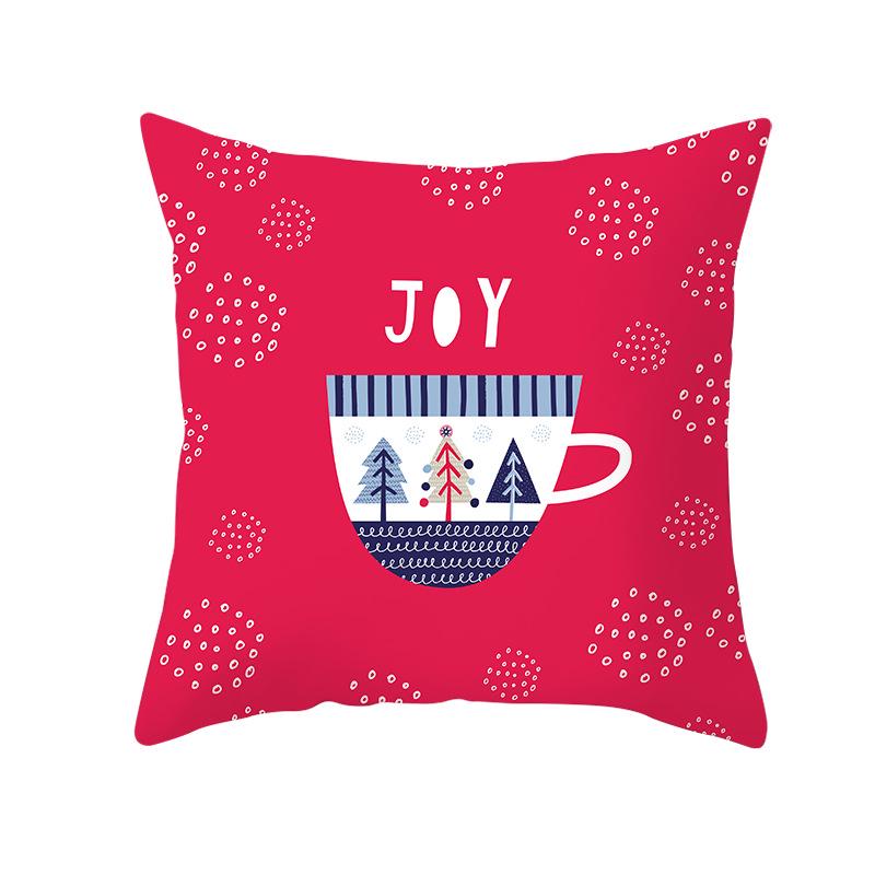 Christmas Peach Skin Pillow Cover Nordic Sofa Cushion Cover Cartoon Print Pillow Cover