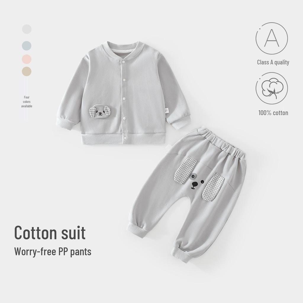 Autumn Baby Cartoon Top & Pants Two-Piece Set - Kids' Cardigan and PP Pants