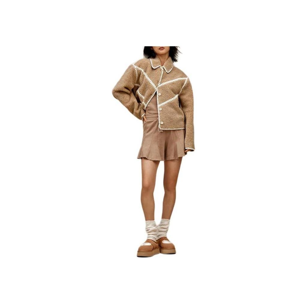 UGG SS25 Single Button Color Block Long Sleeve Jacket Women Jackets Beige Gray 1167382