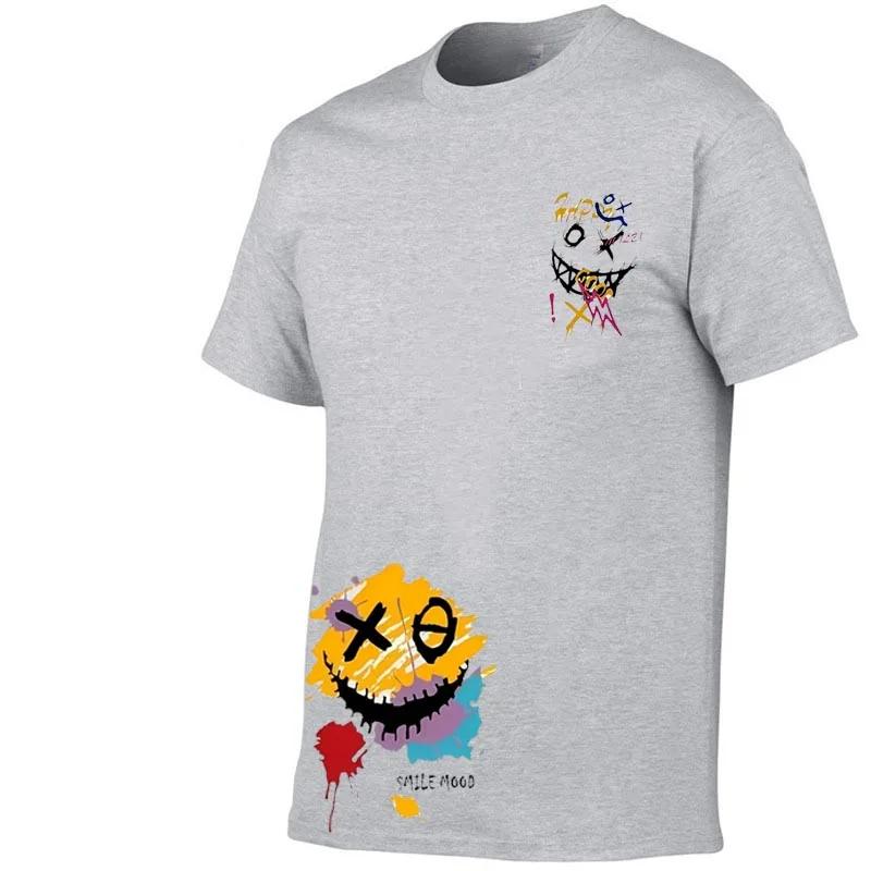 100 Pure Cotton Tshirt Suitable for Both Unisex and Unisex Fun and Trendy Graffiti Smiling Face Print Suitable for Daily Use