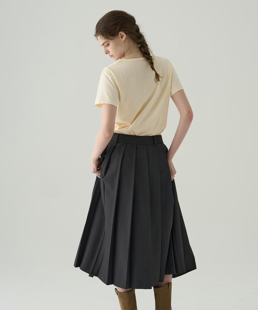 Deuloupisumeon Supima Silket U-Neck Short Sleeve T-Shirt [Yellow Beige]