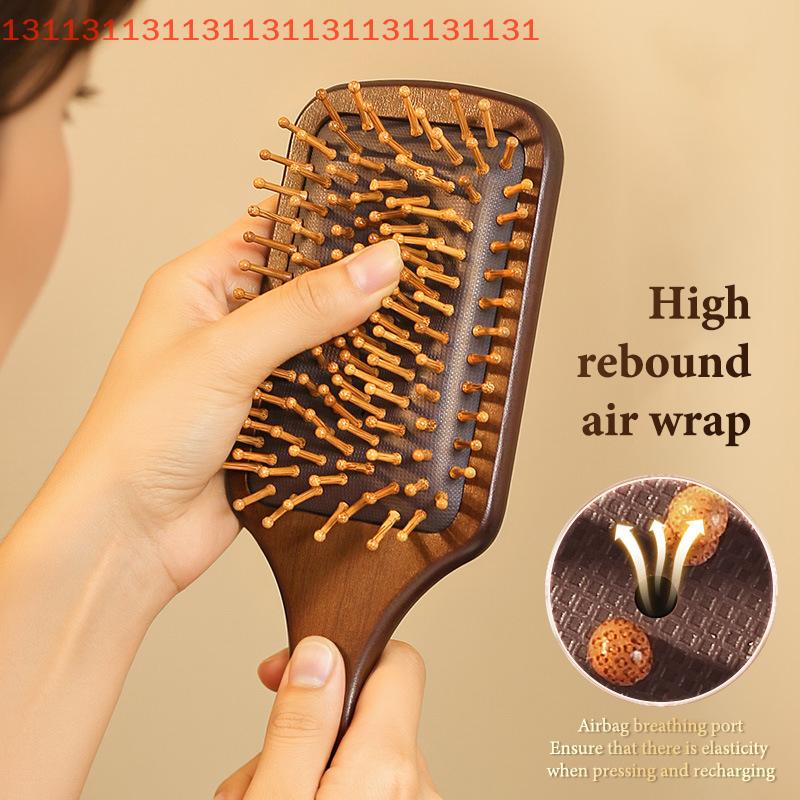 1Pcs Natural Sandalwood Massage Brush Soft Cushion Round Smooth Hair Comb Teeth For Scalp Health