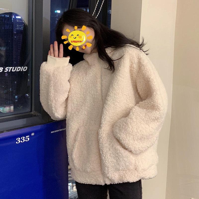 

Бархатная овечья шерсть осень и зима новый смешной милый пальто с медвежьими ушками студентка свободная молния с капюшоном толстовка женская одежда One size