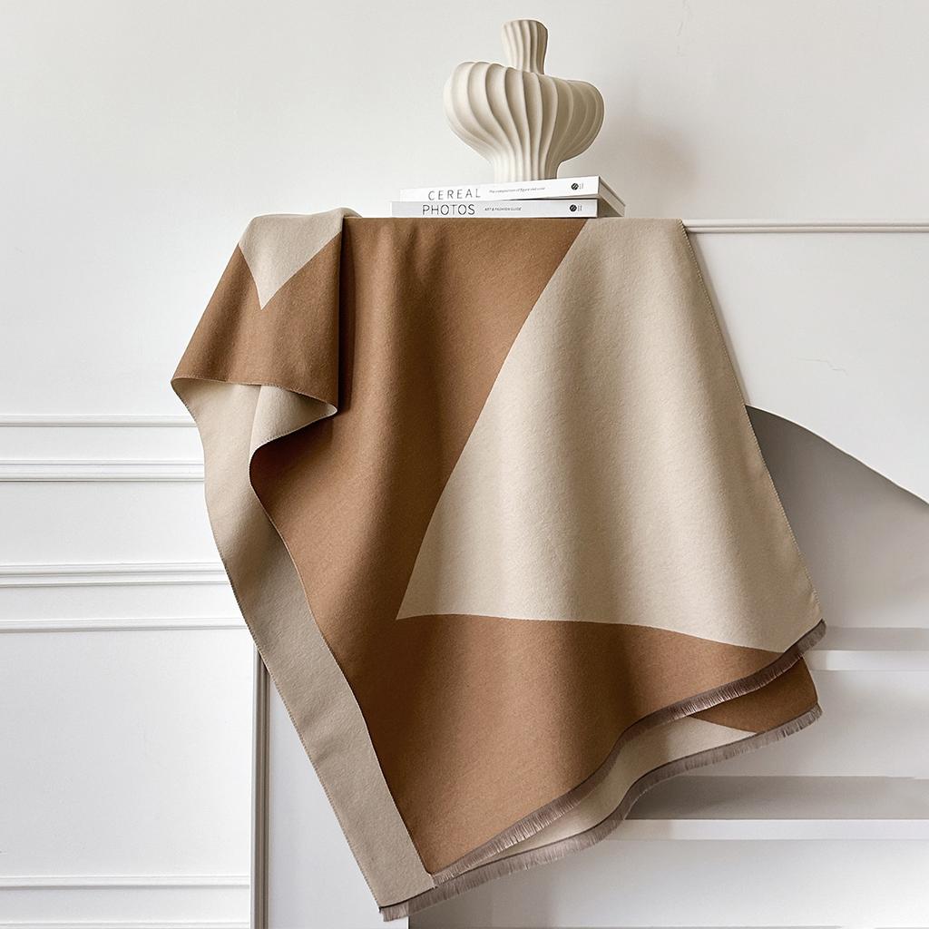 Imitation Cashmere Wool Scarf Women'S Autumn And Winter High-End Plaid Shawl Versatile Simple Fringed Scarf Batch