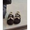Inner Height Increase One-pedal Birkenstocks Winter Round Head Plush Warm Fluffy Shoes Cotton Shoes Single Shoes