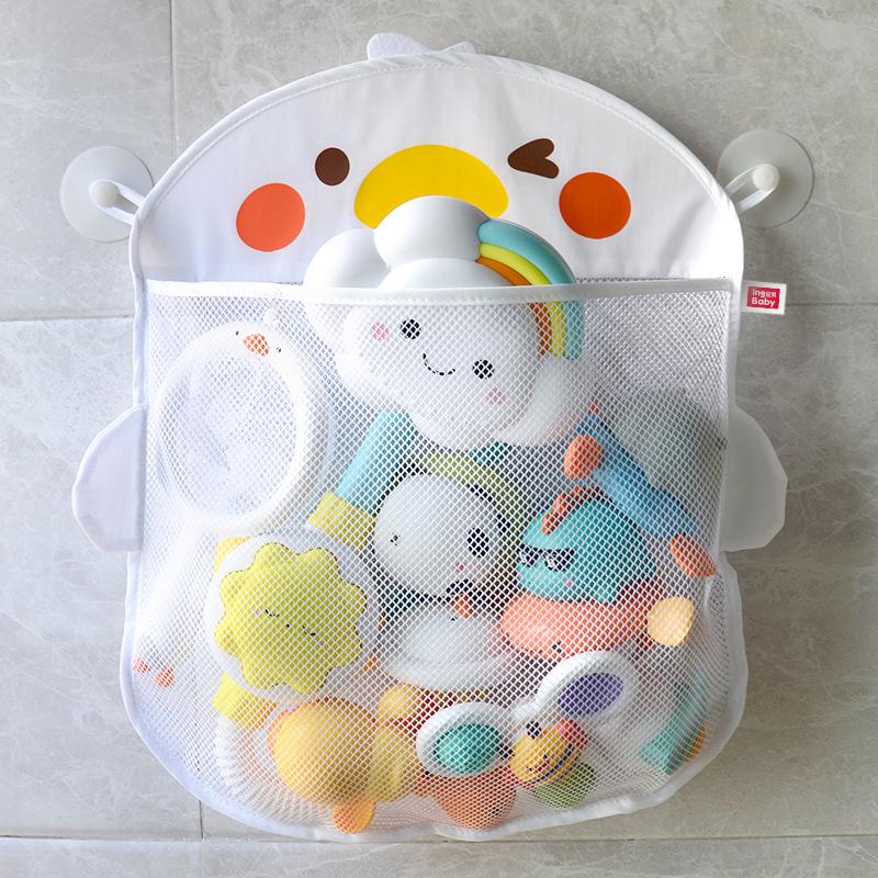 Kids' Bath Toy Storage Mesh Bag with Suction Cups - Cute Duck Design