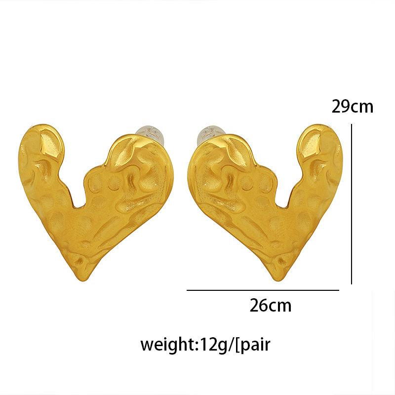 European and American style ins metal love folds irregular texture stud earrings design sense cold wind ears