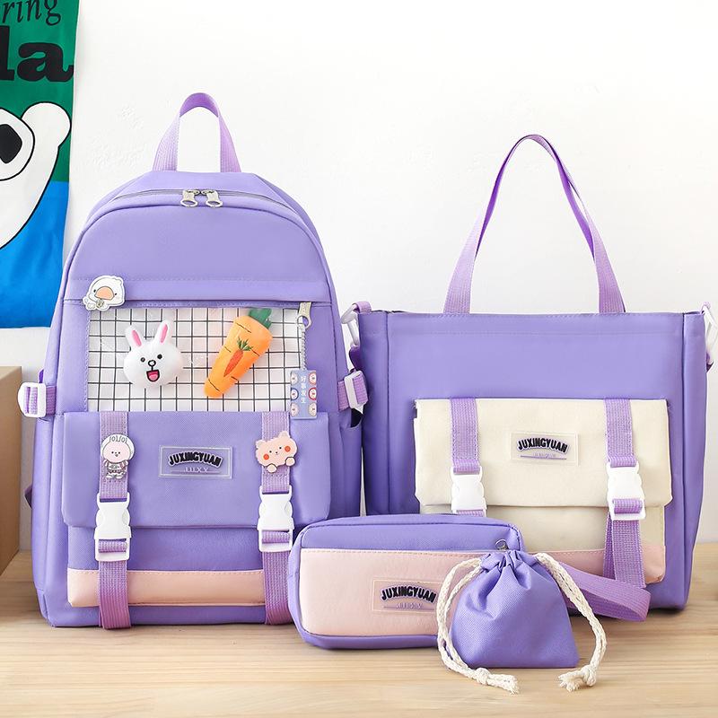 Primary School Girl Four Piece Set Junior High School High School Student Backpack College Boy Backpack