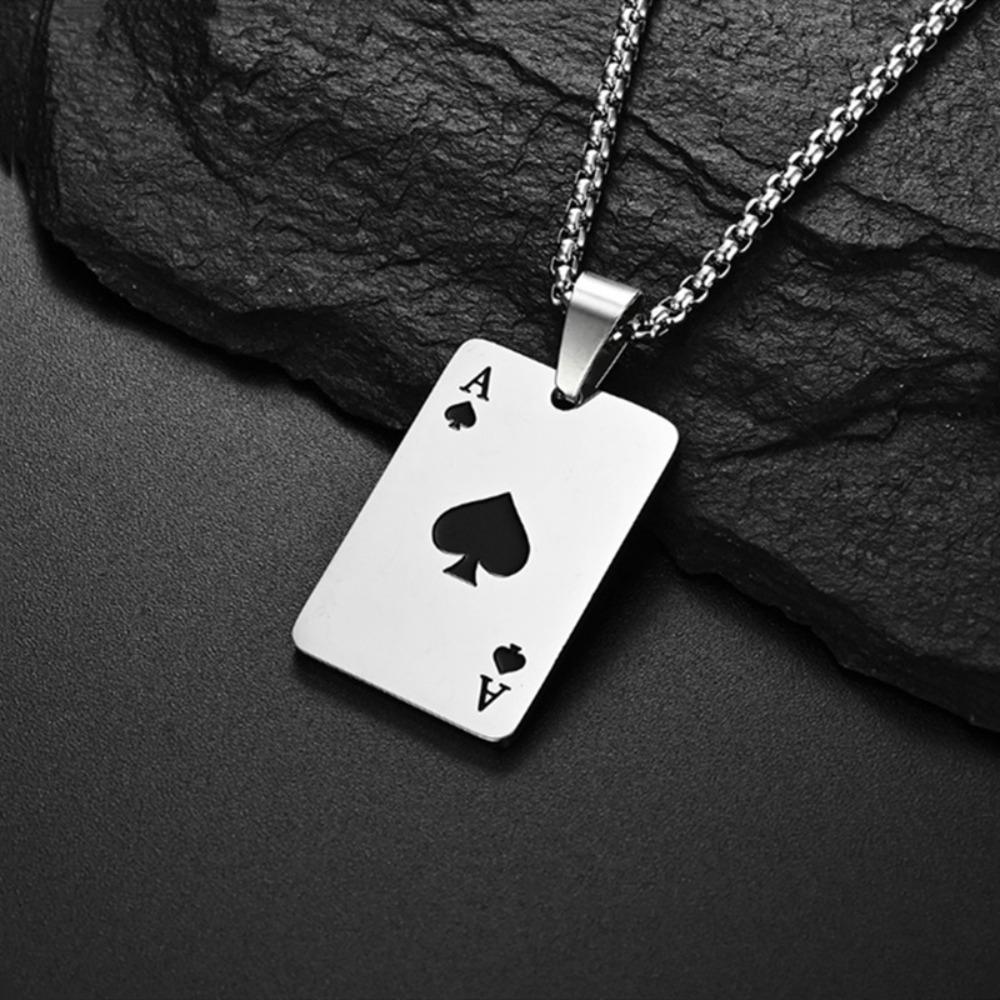 Pro ženy a muže, pokerové karty, eso pikové, náhrdelník z nerezové oceli, hrací karty, šperky