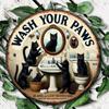 Vintage Black Cat Aluminum Sign - 8"x8" Round Metal Wall Decor for Bathrooms, Garages, Home Bars, Man Caves and Outdoor Spaces