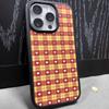 Color plaid love Apple 11promax mobile phone case 11pro plaid large hole black edge glass anti-drop simple
