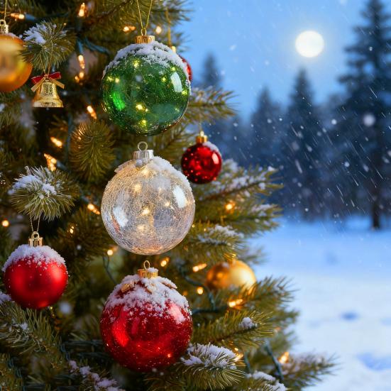 Yousheng 2Pcs Christmas Ball Ornament with LED Light Shatterproof Battery Powered Ball Desktop Decoration Xmas Party Home Mantel Table Centerpiece