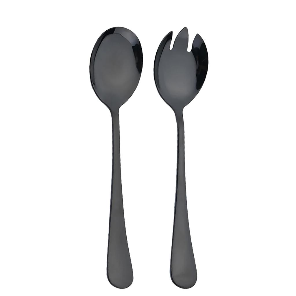 2 Stück Gold Salatlöffel Gabel Edelstahl Salatbesteck Europäischer Stil Salatbesteck Set Küchenwerkzeug Zubehör