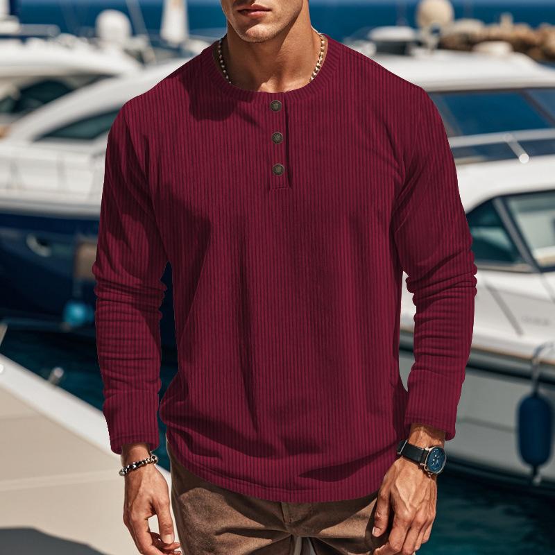 Men S Hoodless Long Sleeve Pullover Solid Color Jacquard Casual Sweatshirt