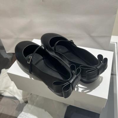 Leder Französische Schleife hinten leichter Mund Wort mit Mary Jane Einzelschuhen Damen Frühling und Herbst neue Ballerinas