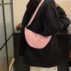 Solid Color Single Shoulder Bags Handbag Half-moon Bag Simple Hobo Crossbody Bag  Unisex
