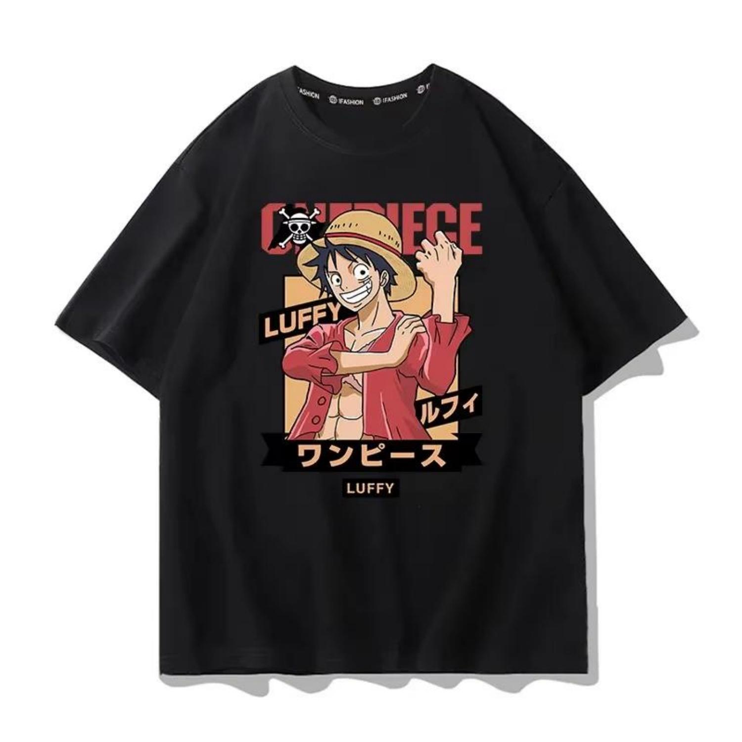 

Футболка с принтом One Piece Луффи Эйс Аниме Футболка Мужской Стиль Лето 2026 Модная Рубашка с Коротким Рукавом S чёрный