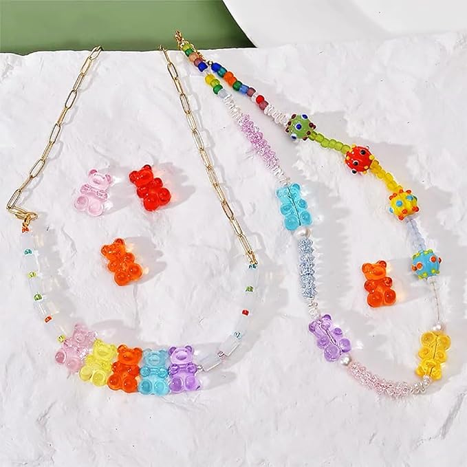 18*11mm 20Pcs New Hot Jewelry Making Bracelets DIY Cute Bear Beads Candy Color Loose Beads Necklace  Handmade Material