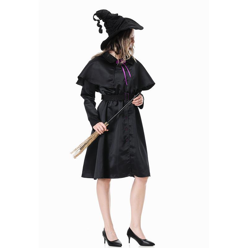 New Halloween Adult Women's Clothes Witch Wizard Dress Set Stage Performance Costumes