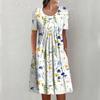 Women's Casual Summer Loose Round Neck Short Sleeve Pullover Dress Fashion Print