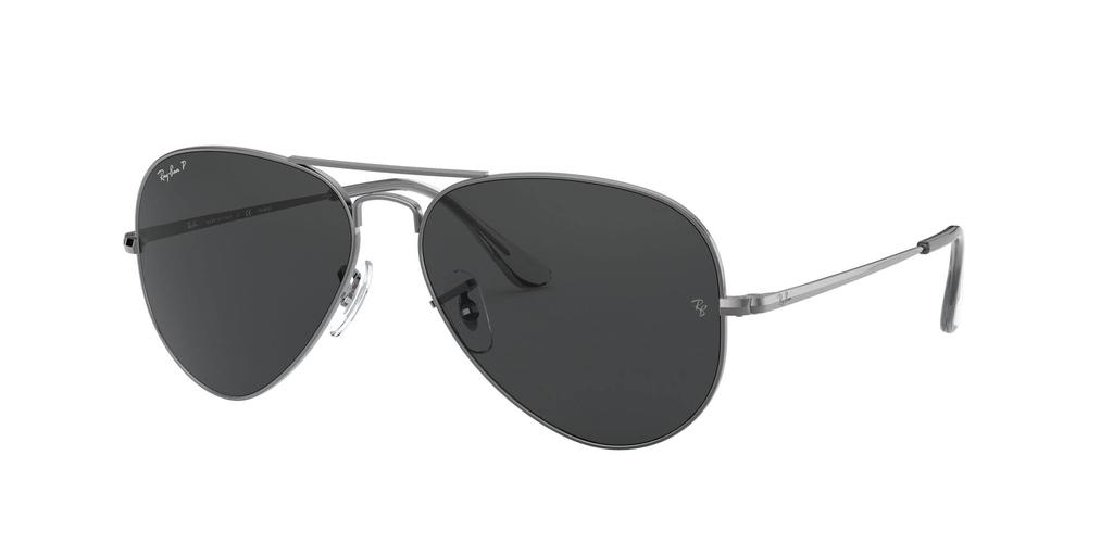 RB3689 AVIATOR SHINY GUNMETAL WITH POLAR BLACK LENS METAL II Sunglasses Ray-Ban (Polarized, Photochromic)