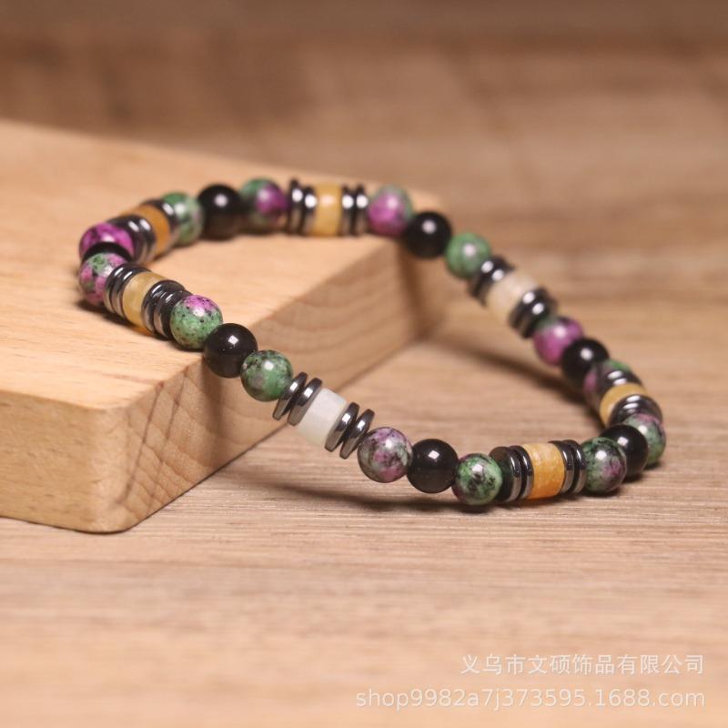 Rodonit Hematit Pärlarmband – Jordnära Boho Smycken, Gåva för Emotionell Balans för Män Kvinnor