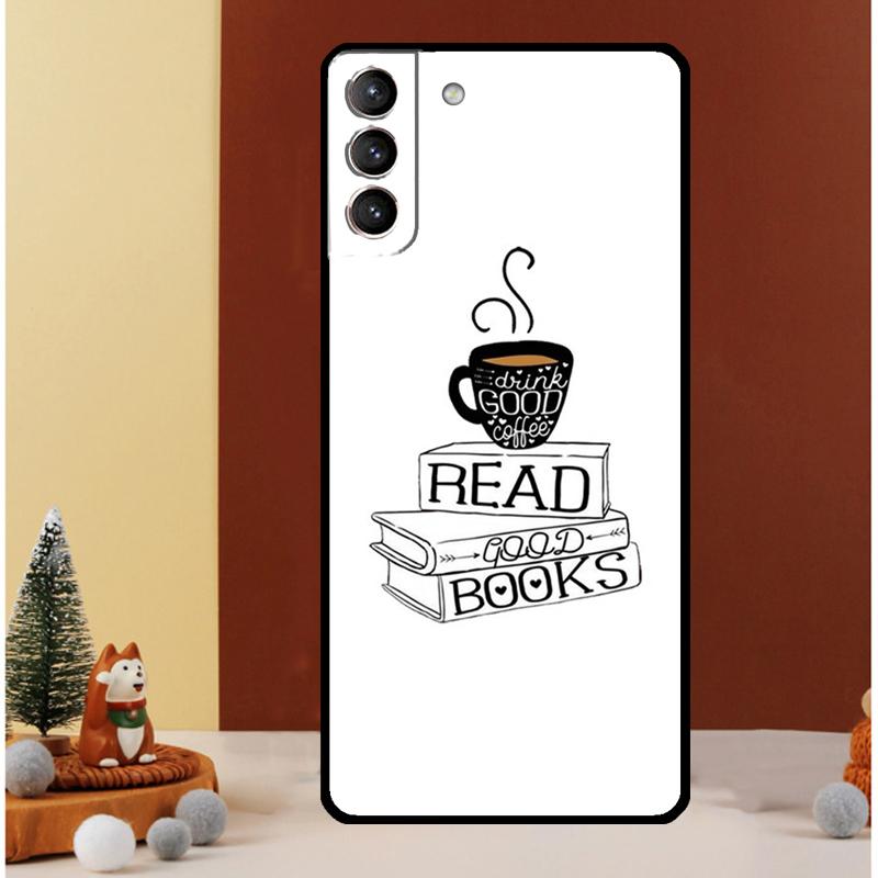 Books And Coffee Case For Samsung Galaxy S23 S24 Ultra S8 S9 S10 S22 Plus Note 10 20 Ultra S20 S21 FE Cover