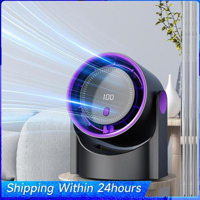 100 Level Desktop Cooling Fan USB Rechargeable Electric Personal Fan Digital Display Wall Mount Turbo Fan for Home Office