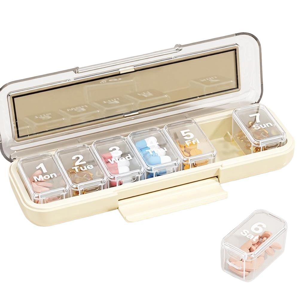 

Moisture-proof Weekly Pill Organizer Dustproof Pill Storage Container At Time First Aid Kit бежевый