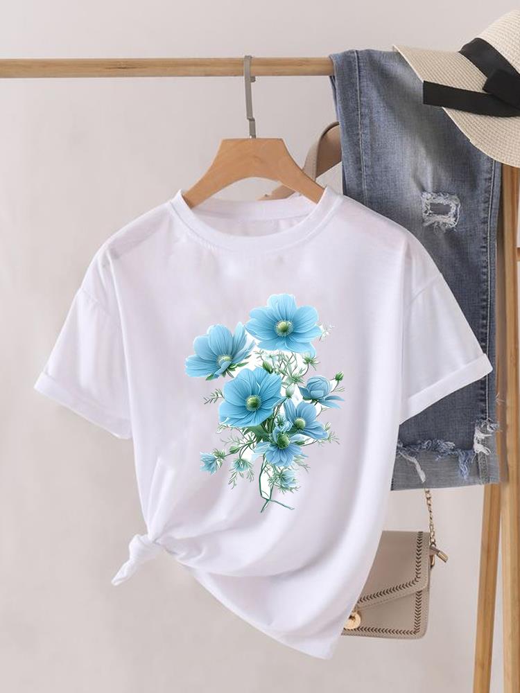 Aquarell Schmetterling Niedlich 90er Kleidung Damen Kurzarm T-Shirt Frauen Print Weiblich Grafik T-Shirts Mode Kleidung Lässiges T-Shirt