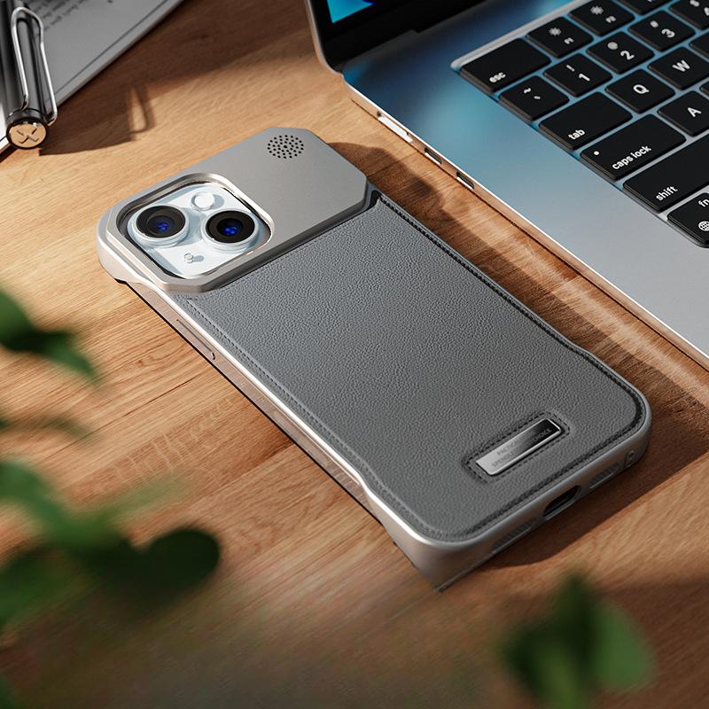 Suitable for IPhone16 Mobile Phone Case Apple 15pm Aluminum Alloy Lens Samsung S25ultra Frameless Leather Case