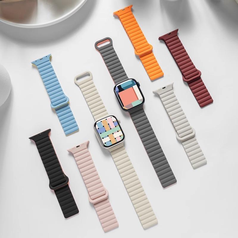 Silicone Magnetic Band for Apple Watch Ultra 3 2 49mm 45mm 44mm 40mm 41mm Adjustable Sport Strap iwatch 10 9 8 se 4 6 5 bracelet