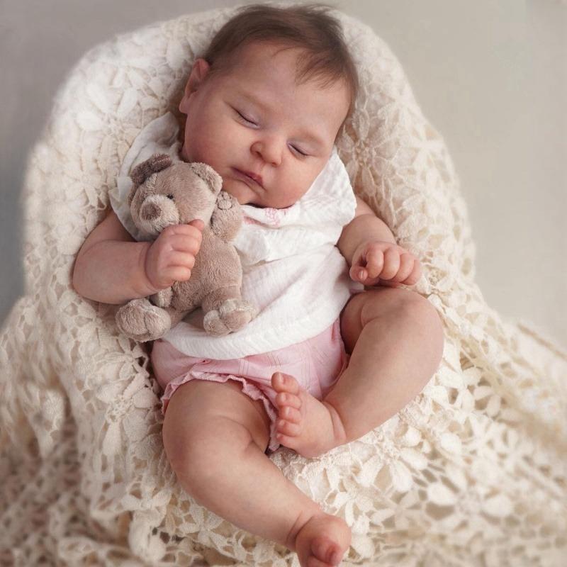 

20 50 см персики Bebe Reborn Baby Doll с укоренившимися волосами Мягкая на ощупь ткань Кукла для моделирования возрождения тела Реалистичная 3D окрашенная кожа Куклы для новорожденных для детей cloth body