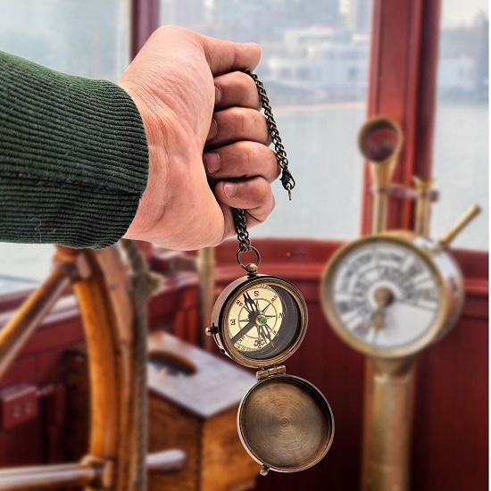 Nautical Compass Go Confidently In The Direction of Your Dreams  Thoreau Poem Engraved Solid Brass Navigational Compass Wooden Box