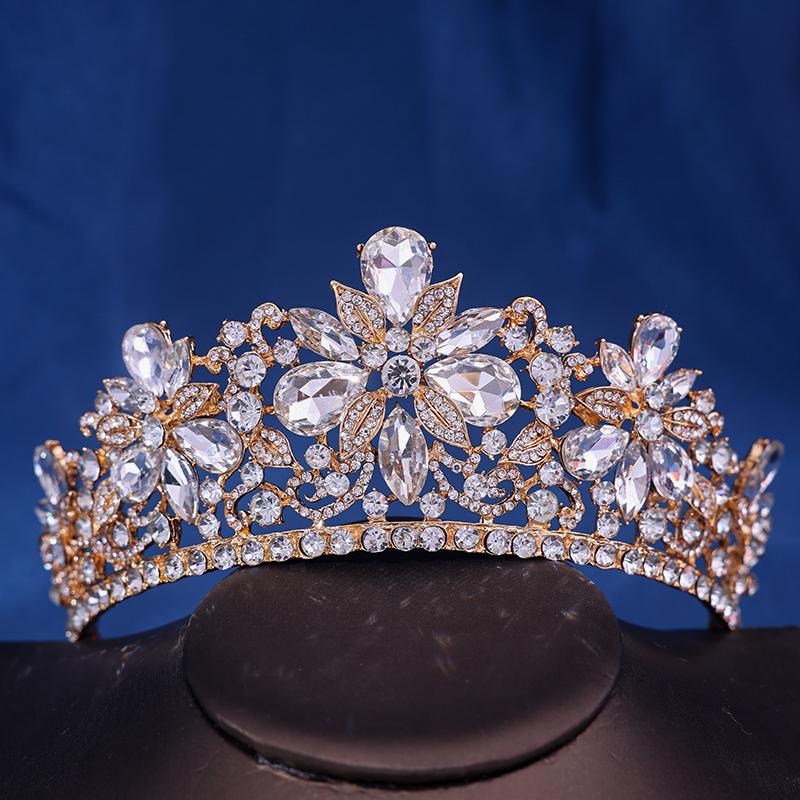 Barock Vintage Prinsessa Drottning Brudkrona Huvudsmycke Kristalltiara För Kvinnor Bröllopskrona Hårklänningstillbehör Smycken