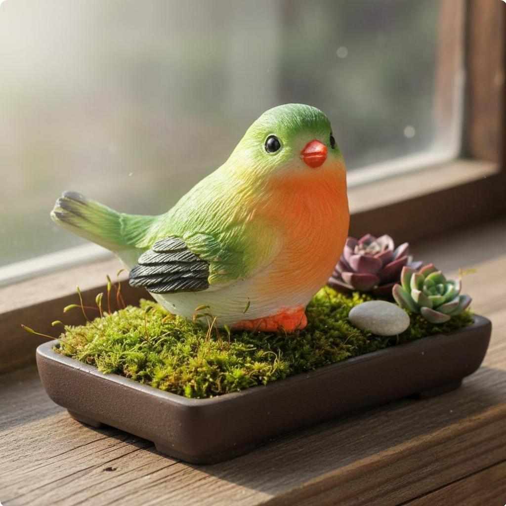 Harz-Vogelfigur Realistisches Design Kleine Finkenstatue Mini-Harzvogel Handbemalte Miniatur-Landschaftsdekoration für Heimwerker