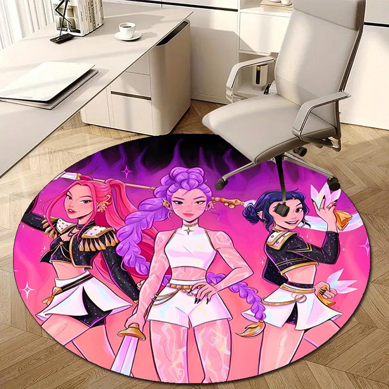 1pc KPop Demon Hunters2 Design Printed Area Round Carpet for Bedroom Living Room Home Decor Rugs Mat Non Slip Mat Rug for Bedside
