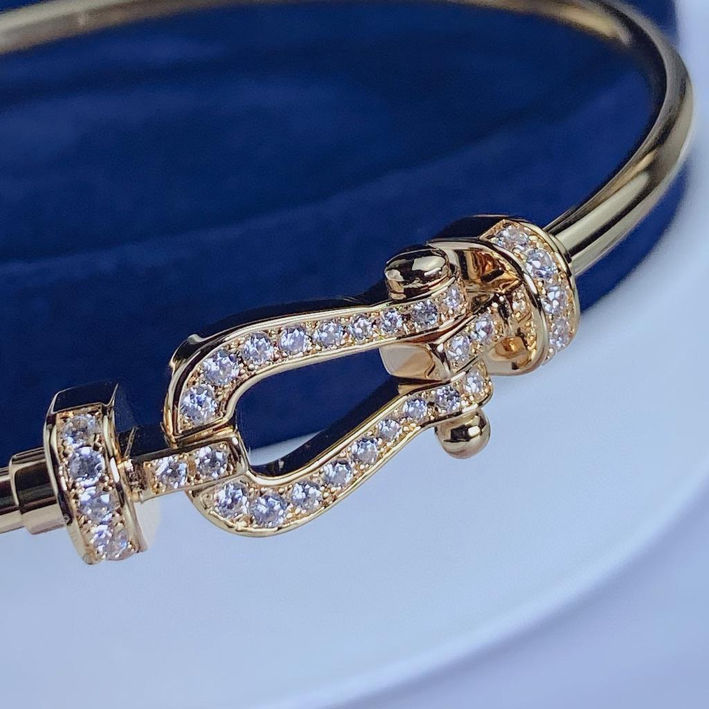 V Gold Classic Fred Horseshoe Buckle Full Diamond Versatile Premium Bracelet Bracelet Women