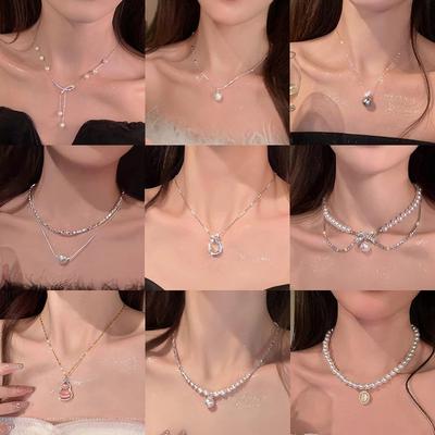 Pearl Collarbone Chain Women's Versatile Temperament Fashion Niche Necklace Neck Chain Accessories