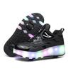 New Double-wheel Runaway Shoes, Boys and Girls Pulley Shoes Can Be Collected Variant Shoes, Skates with Lights, Luminous Shoes Manufacturers