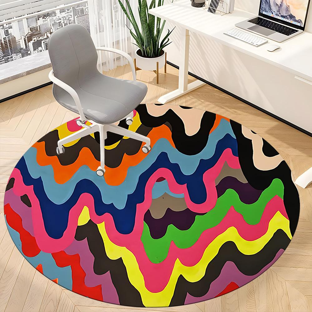 1pc Colorful Abstract Chair Carpet for Office - Durable, Ideal for Chair Mats, Stylish & Functional Decorative Rug yy260130020