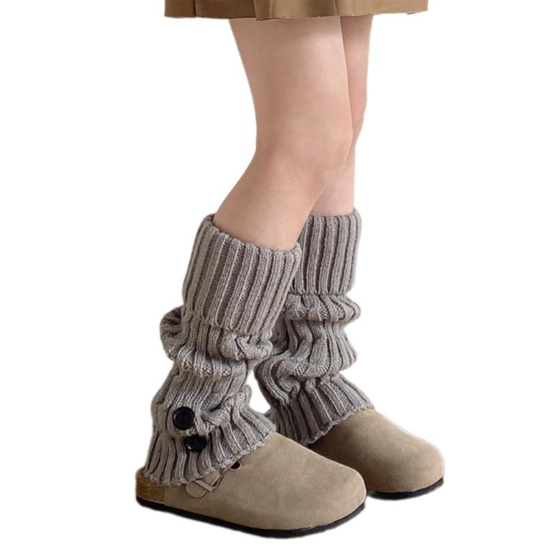 

Knitted Loose Socks Girl Retro Socks Autumn Winter Leg Warmer Stockings Leg Cover Crochet Stockings Breathable Socks сірий колір